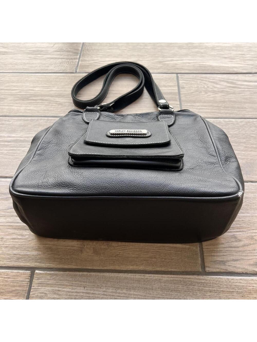 Y2K Black Harley Davidson Grunge Leather Shoulder Bag - Picture 2 of 8